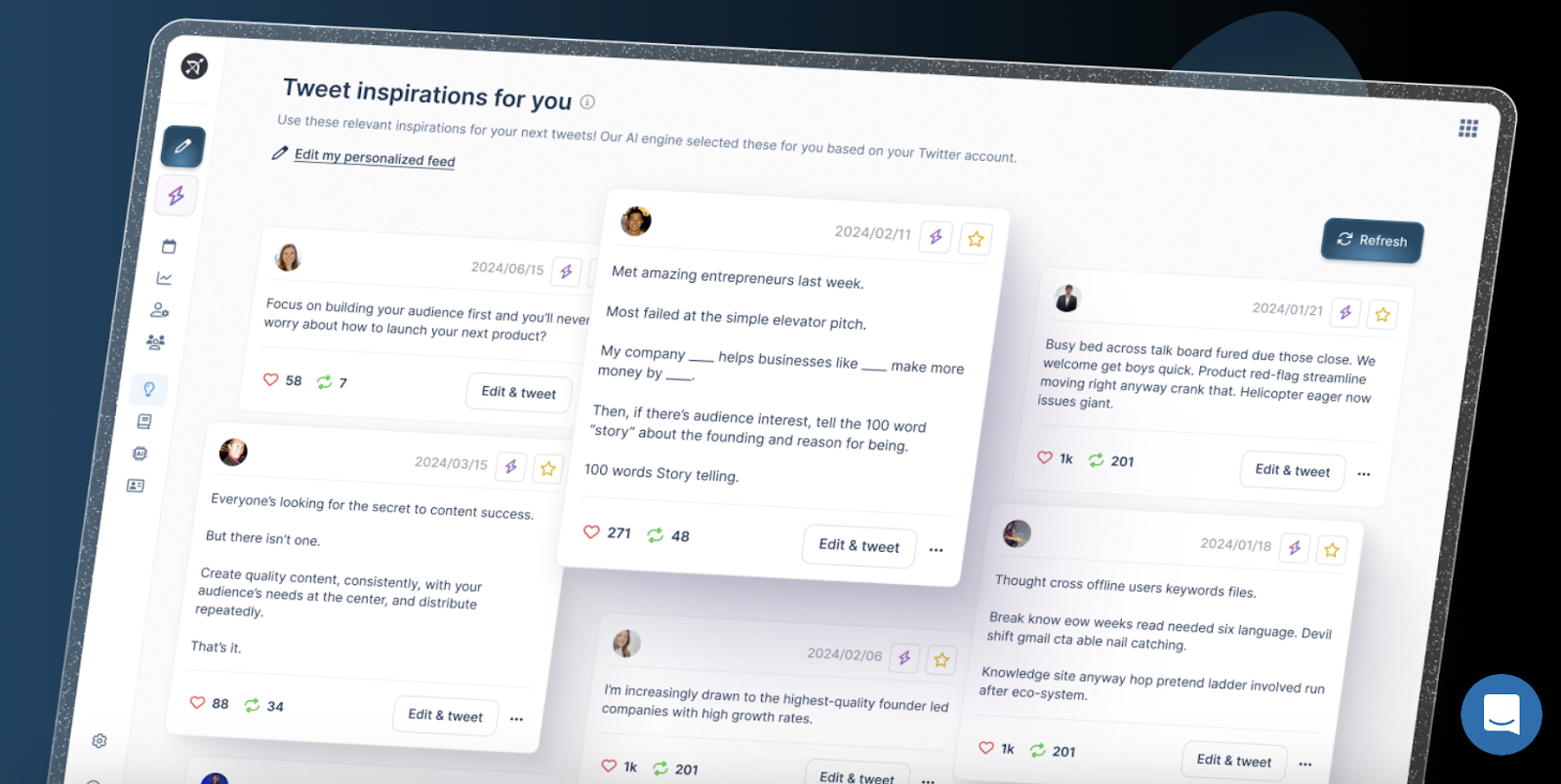 screenshot of tweethunter's landing page