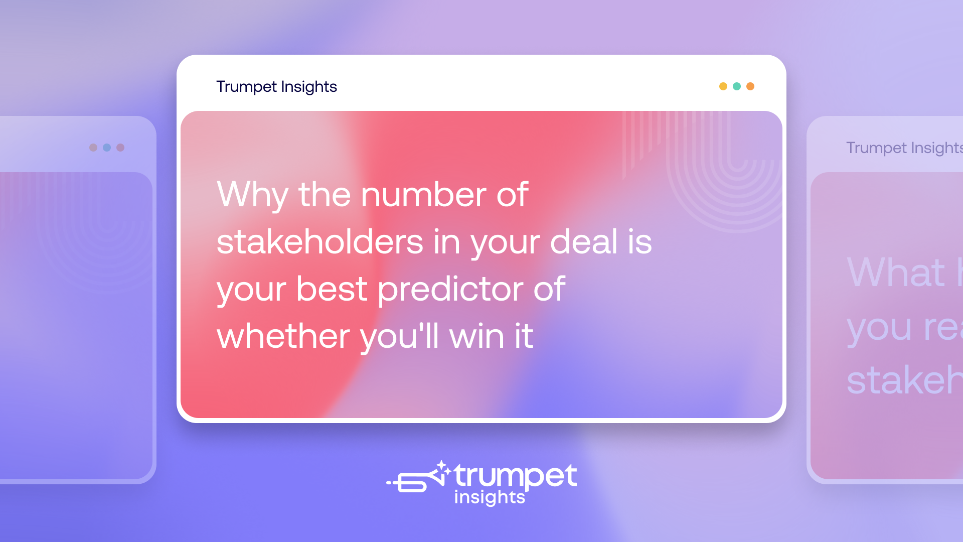 Deals with more stakeholders win more often. Once you reach four engaged stakeholders, your chances of closing double. At ten or more, win rates reach 75%. Multi-threading is not optional. It is one of the strongest predictors of deal success.