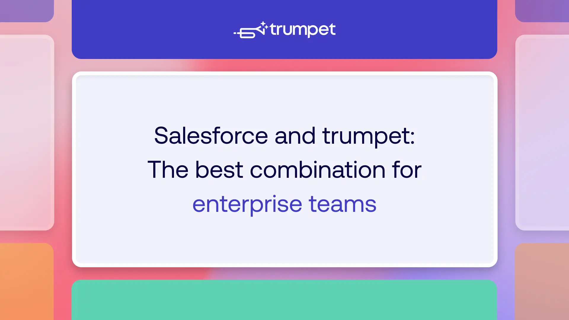 Salesforce is the system of record for the internal revenue process. Trumpet is the buyer-facing execution layer that captures what actually happens between meetings: which stakeholders are engaged, which content is influencing decisions, which Mutual Action Plans are progressing, and where deals are at risk. Together, they give enterprise revenue teams a complete picture of both the sales process and the buyer journey. Trumpet's native Salesforce integration means buyer engagement signals enrich CRM opportunity records in real time, improving forecast accuracy, pipeline visibility, and deal execution across complex B2B sales cycles.