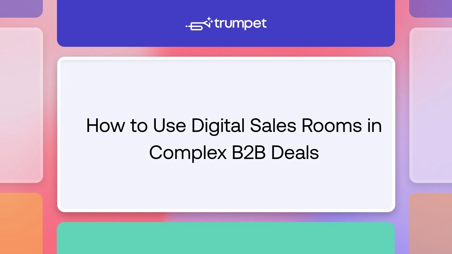 Complex B2B deals involve procurement, security, legal, finance, and executive stakeholders who join the evaluation at different stages, often without the seller present when decisions are discussed internally. Digital Sales Rooms give buyers and sellers a shared workspace where content, Mutual Action Plans, and stakeholder communication remain visible throughout the sales cycle. Mid-market SaaS teams should introduce a Digital Sales Room after discovery, build it around the buyer's objectives, update it as the buying committee grows, and continue the workspace into onboarding so customer success inherits complete context. Trumpet combines personalised Digital Sales Rooms, Mutual Action Plans, stakeholder engagement analytics, AI-powered insights, CRM integrations, and sales-to-CS continuity in one platform, and is ranked number one for Digital Sales Rooms globally on G2.