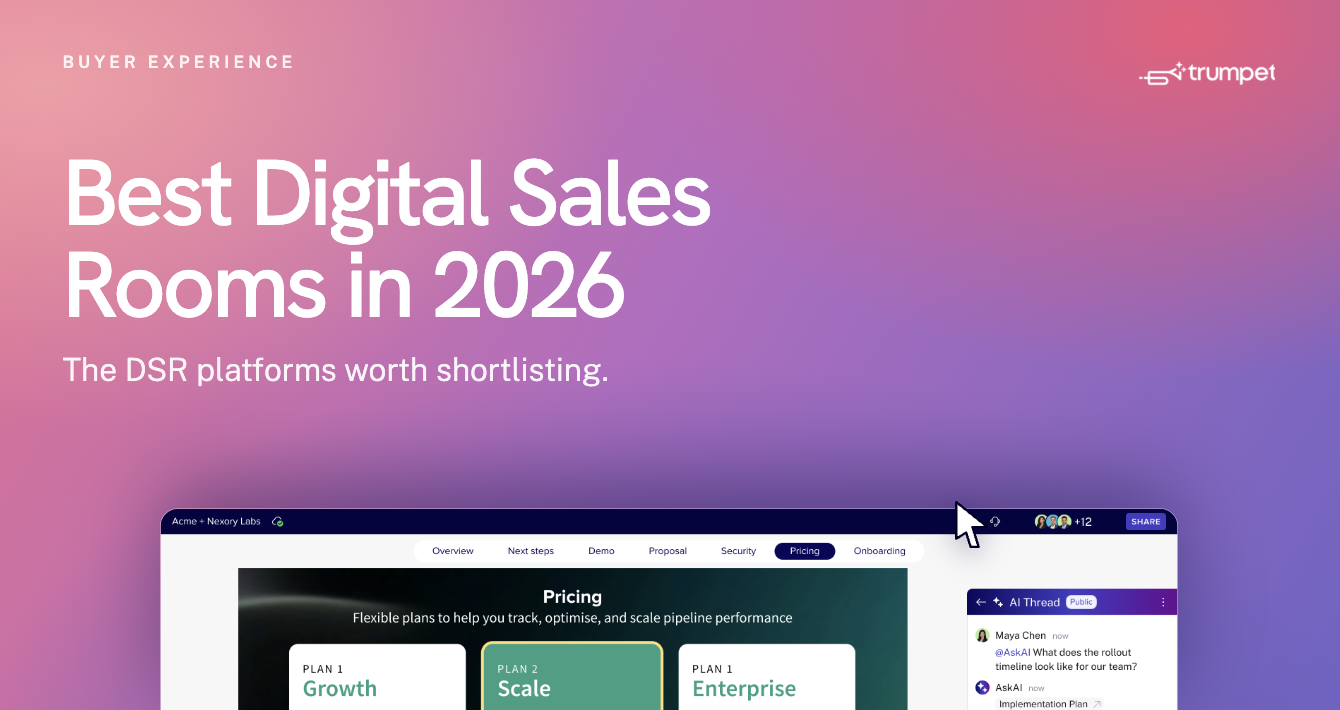 Compare the best Digital Sales Room software in 2026 and discover why trumpet ranks #1 for buyer-facing execution, stakeholder engagement, Mutual Action Plans and sales-to-customer-success continuity.