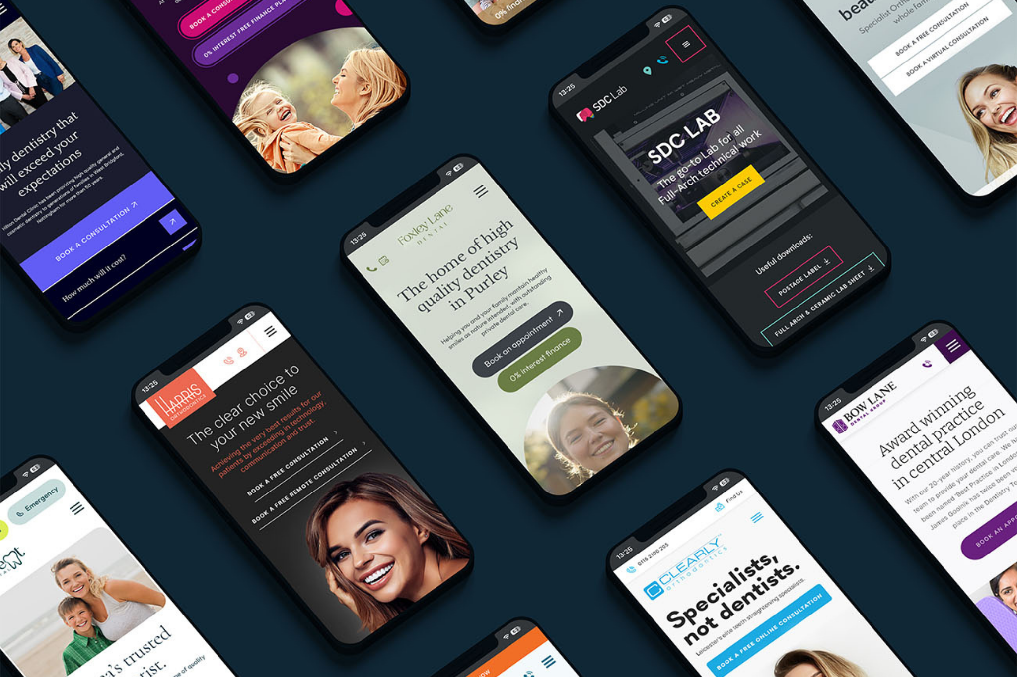 Mobile responsive dental website designs for dentists and orthodontists focused on SEO conversion and patient enquiries