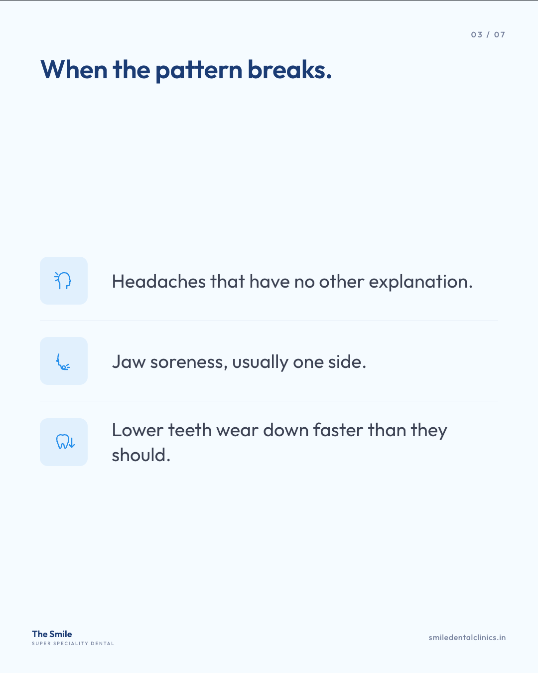 Carousel slide on how moving only the lower teeth breaks your bite pattern
