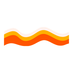 Three layered wavy stripes in shades of orange and cream with shadow below.