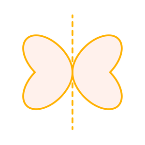 Symmetrical butterfly wings with a dotted vertical line dividing them down the center.