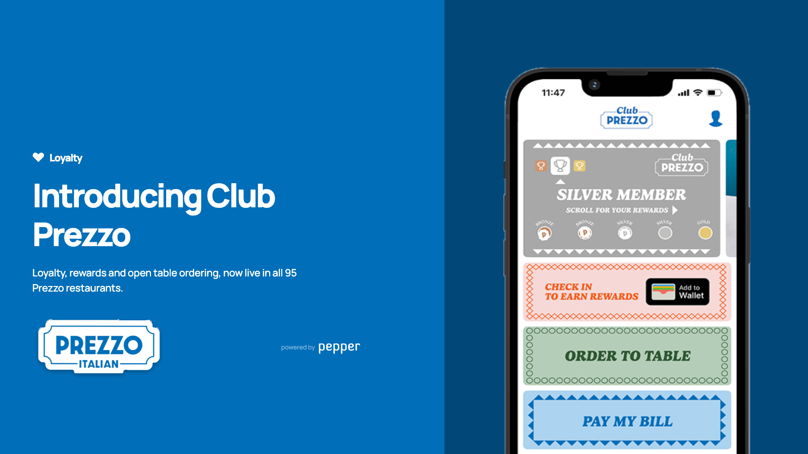 Introducing Club Prezzo: A New Era of Loyalty, Rewards and Open Table Ordering for Prezzo Italian