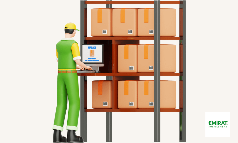 Lagerbestand Mitarbeiter am Regal