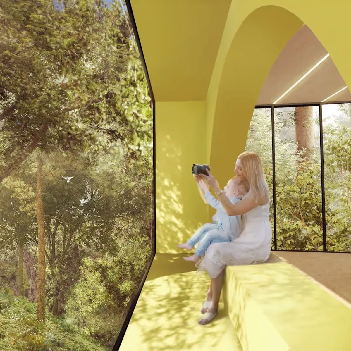 A concept render of the Arboreal Cube/Treehouse project in North Vancouver.