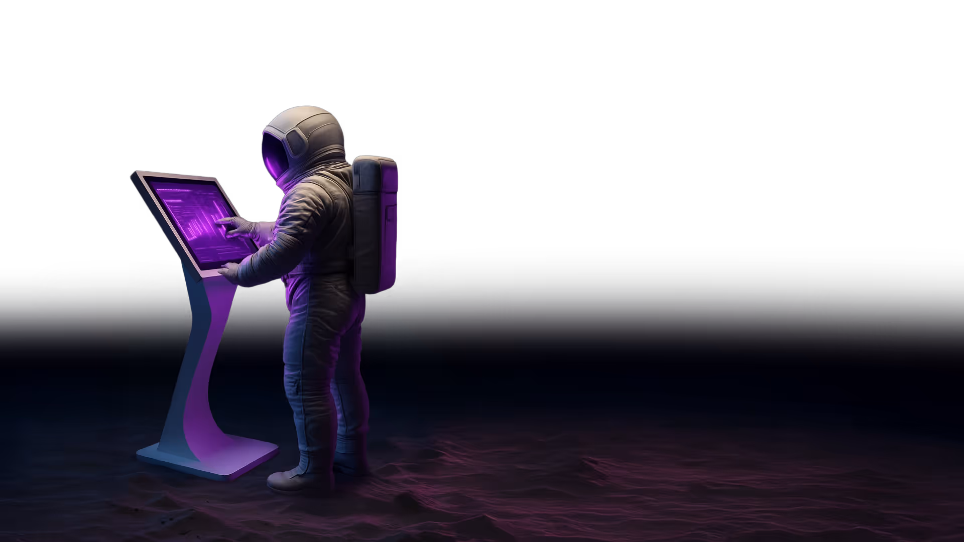 Développement d'application interactive - Imge d'un astronaut devant une borne tactile
