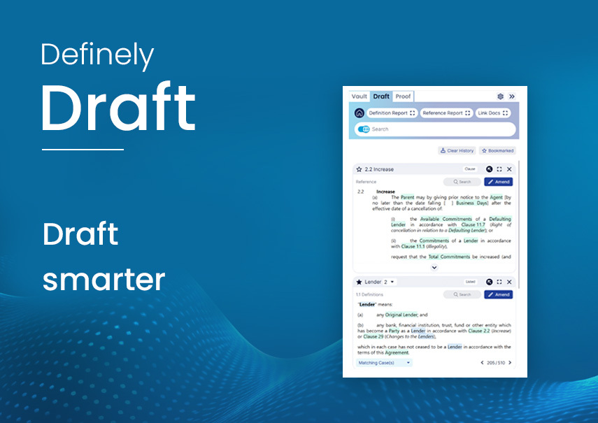 Text reads 'Definely Draft: Draft smarter', with a screenshot of the Word sidebar.