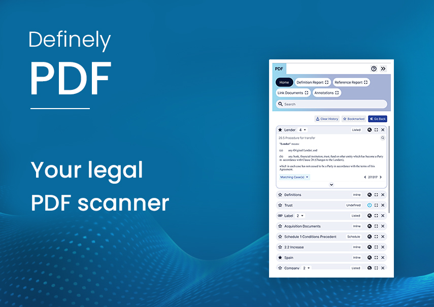 A screenshot of the Definely PDF tool being used in the sidebar.