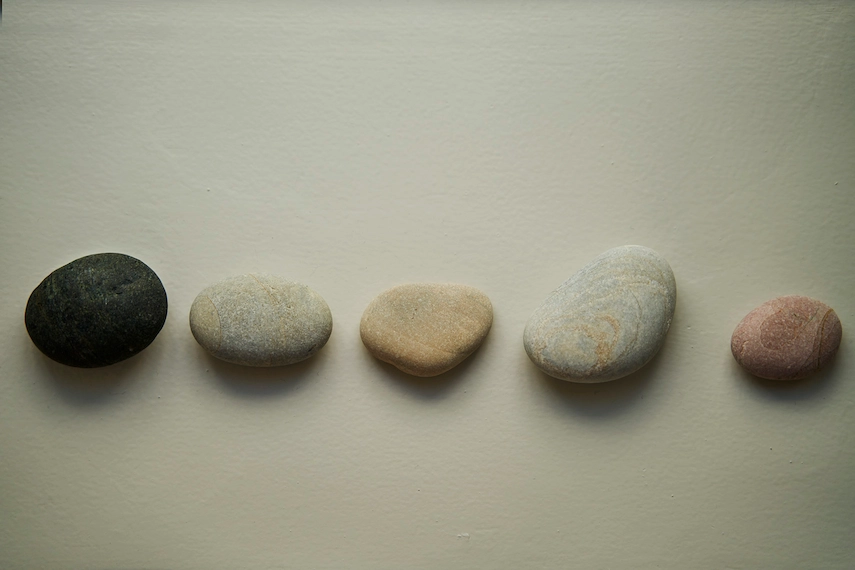 Stones on a desk.