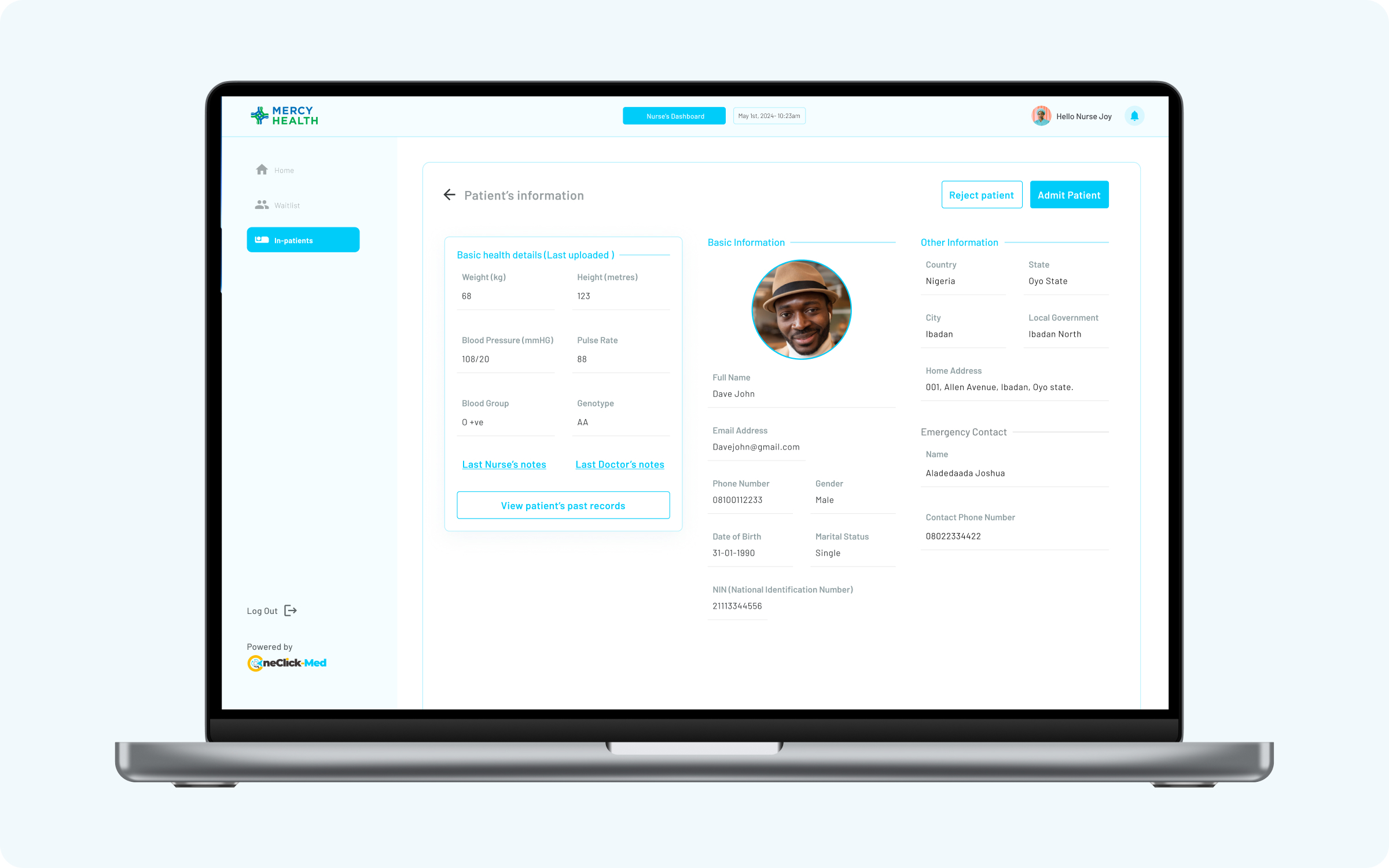 OneClick-Med Dashboard