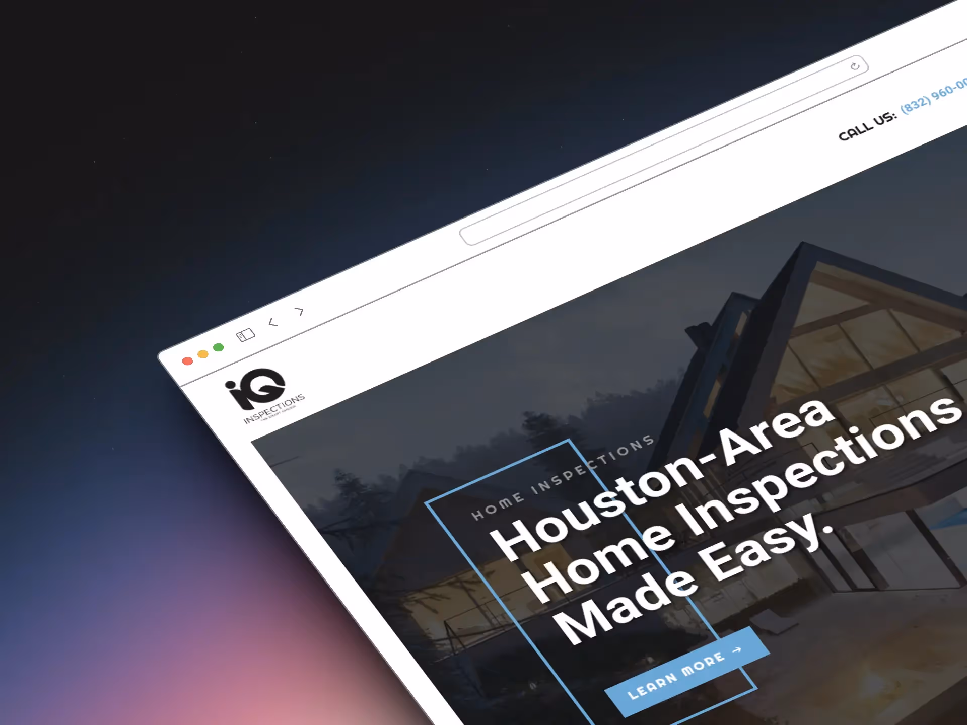 A website for a home inspection company in Houston.