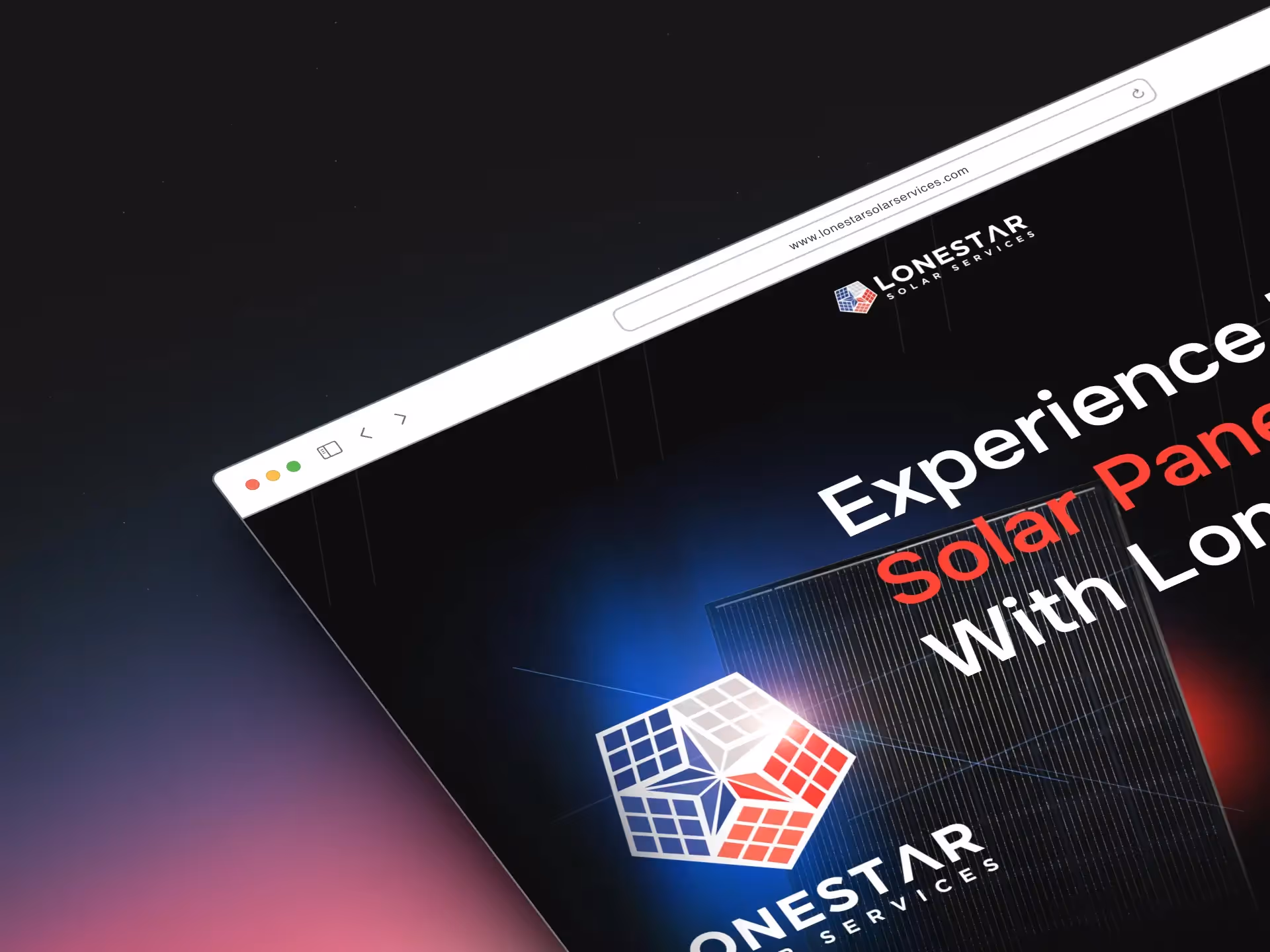 A website for Lone Star Services with a large red and blue square.