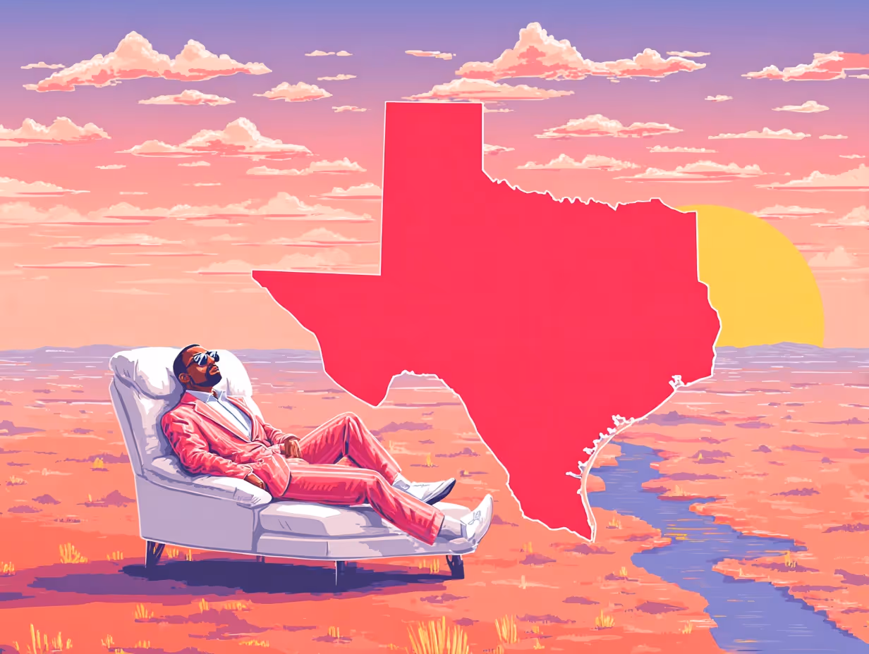 State of Texas with 1980s vibe