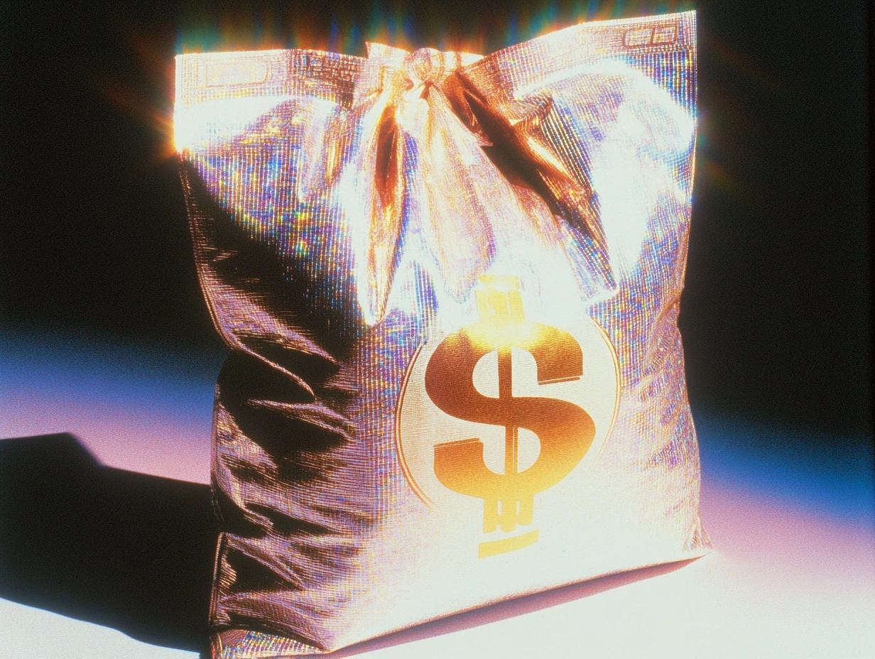 Bag of money painted in gold