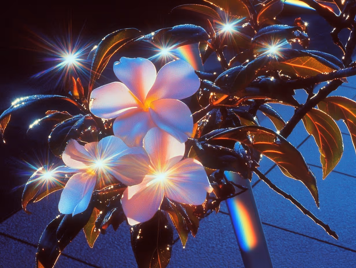 Beautiful plants with light reflecting from the leaves