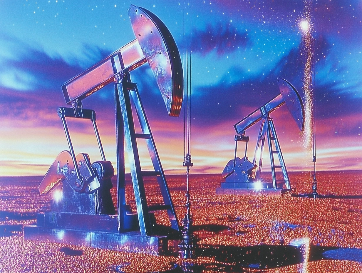 Oil rigs in west Texas under the night sky