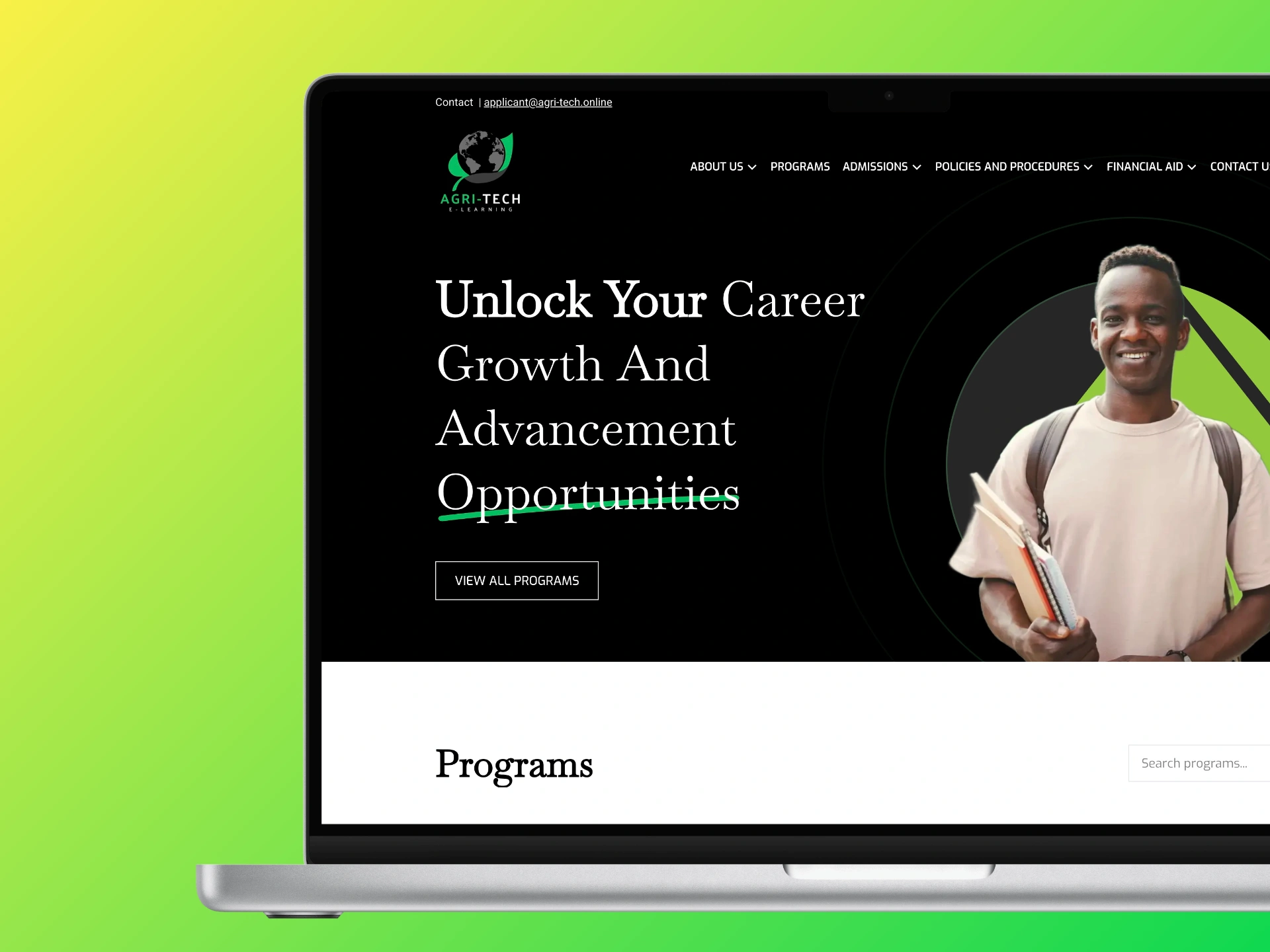Our Houston-based web design agency, Nimbus Media, recently created this stunning website mockup for Agri-Tech.