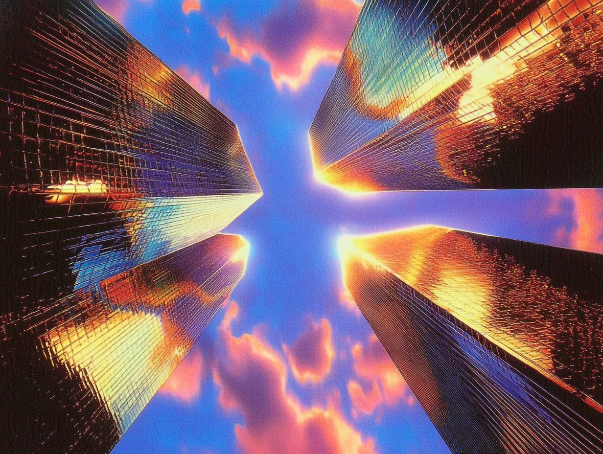 The city of Houston with iridescent colors 