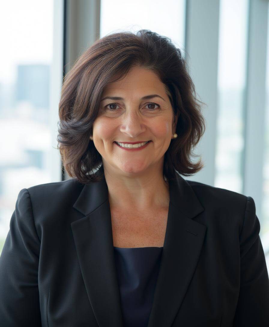 Helena Astolfi in a blue suit