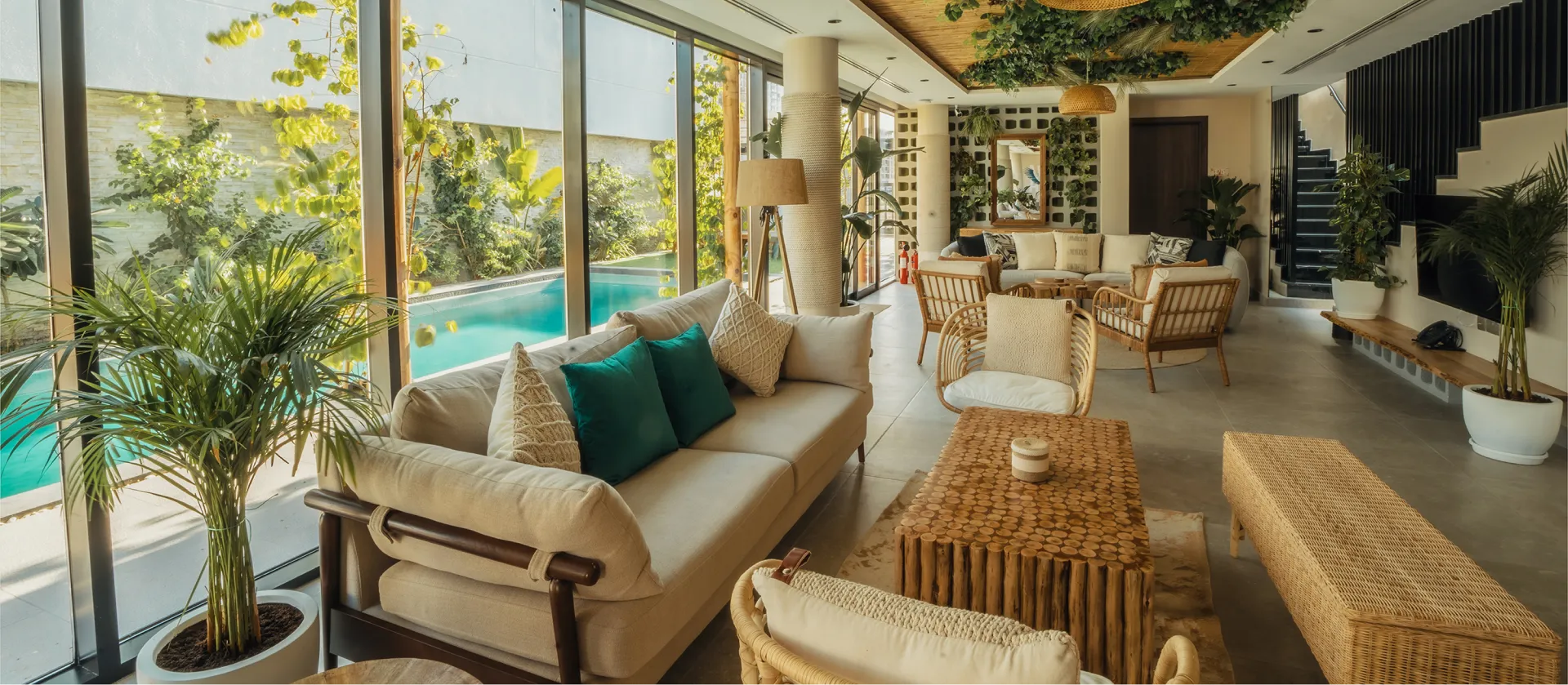 The living room of a Nas House villa