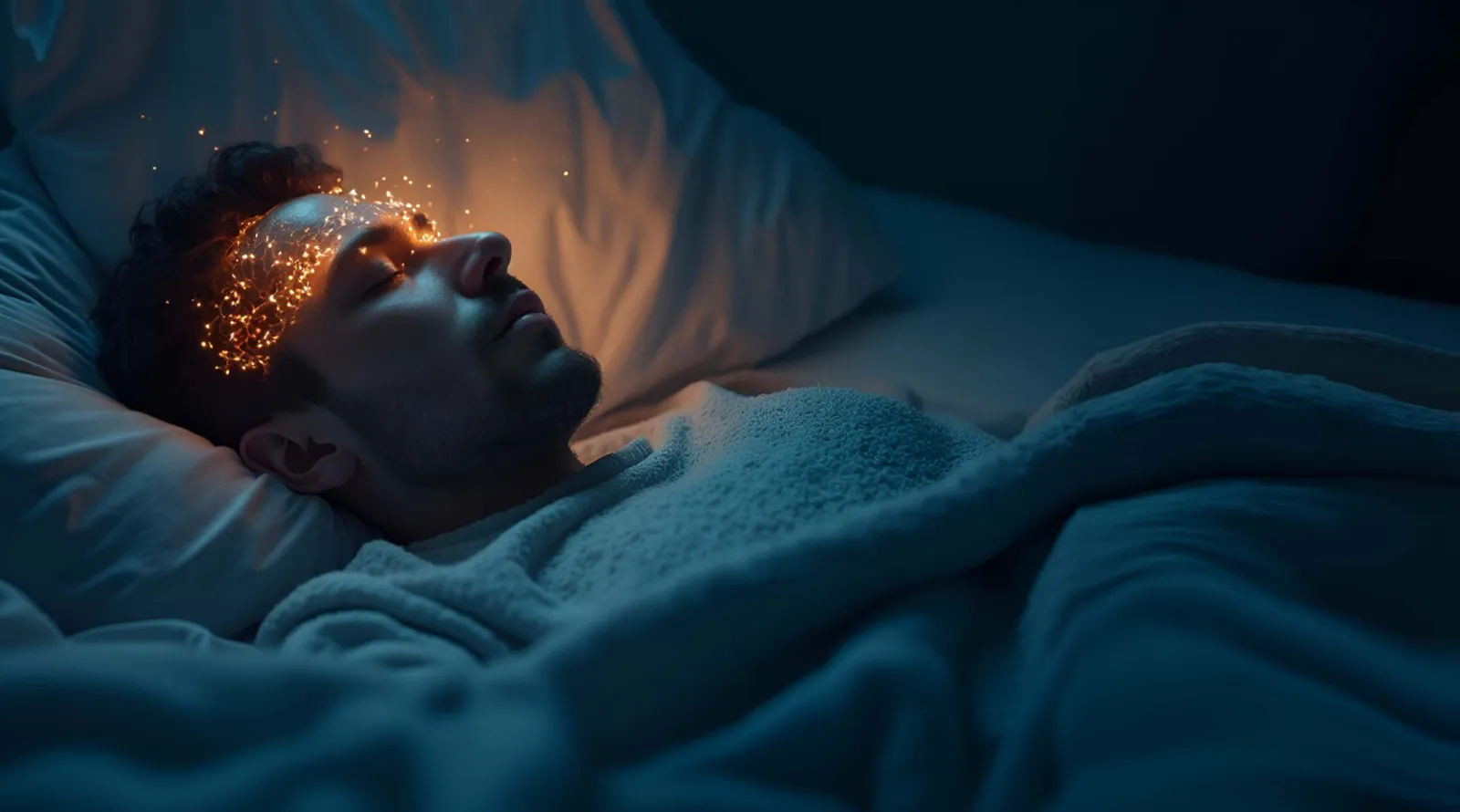 A man sleeping peacefully under a duvet