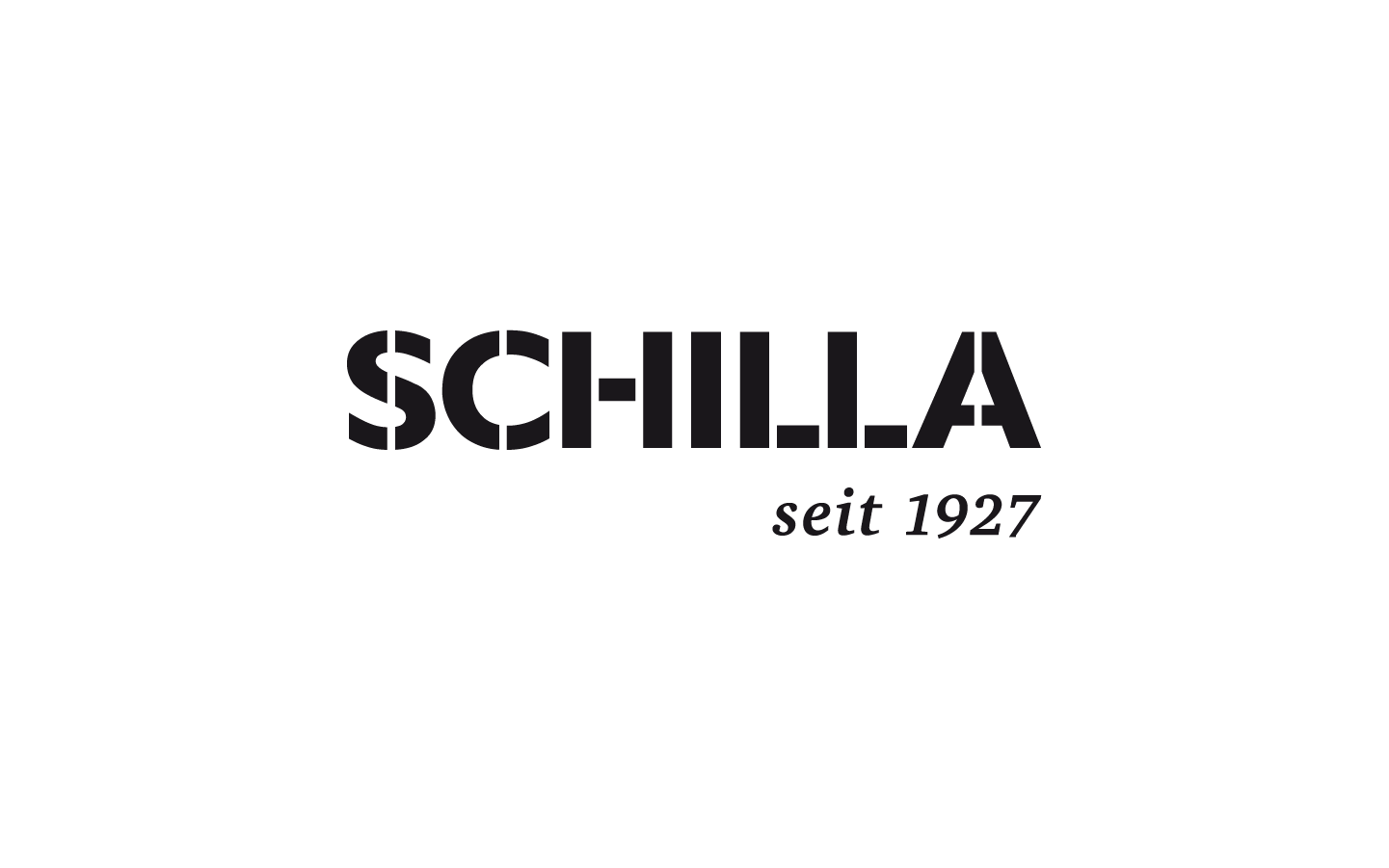 Schilla Logo, weisser Hintergrund schwarze Schrift