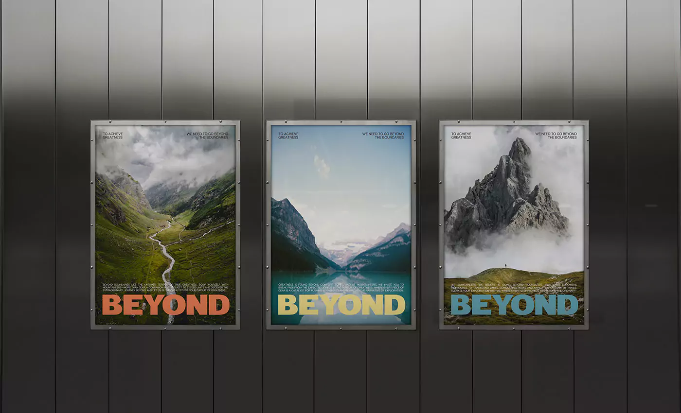 3 posters på en metallvägg.