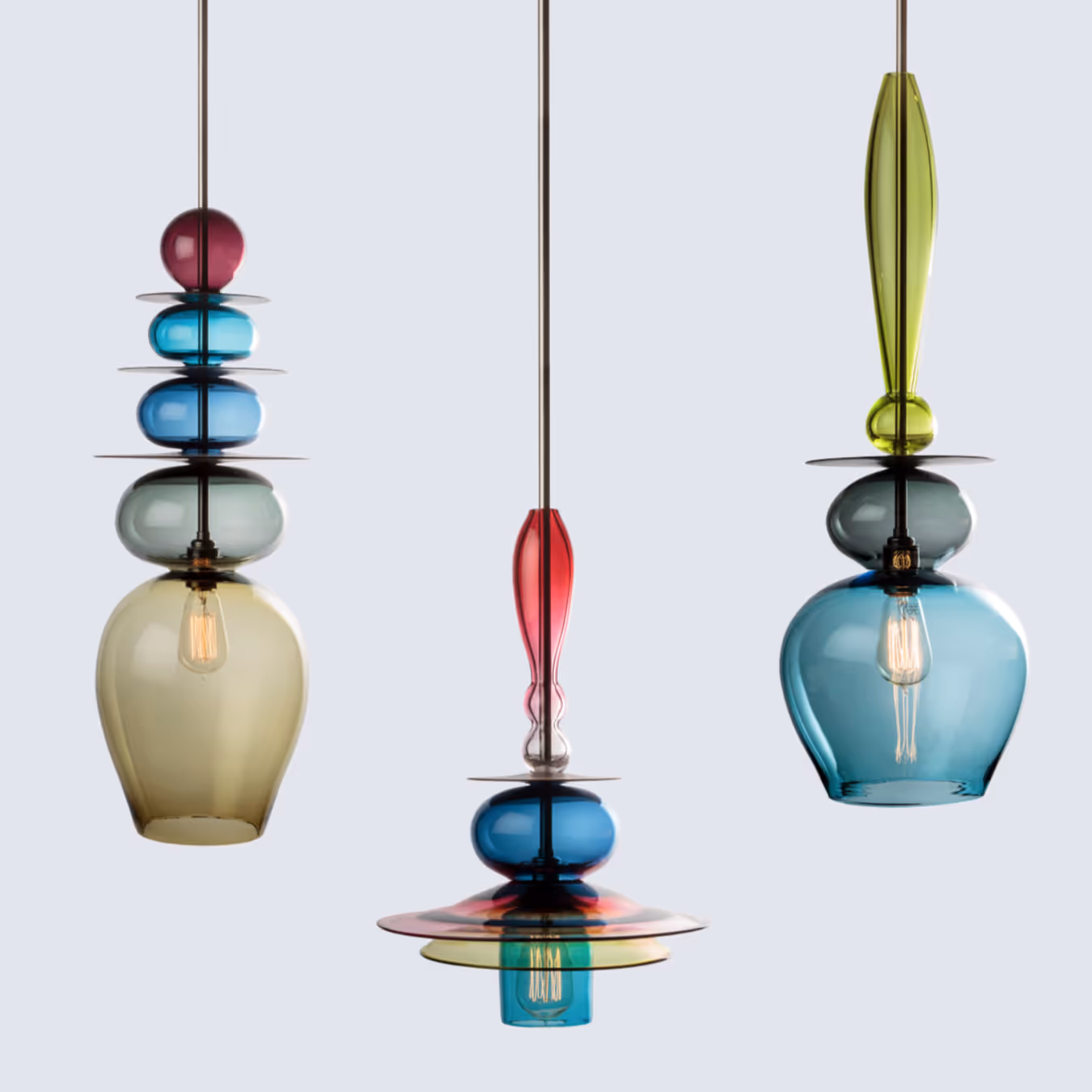 Handblown glass pendant lights