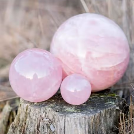 Rose quartz spheres
