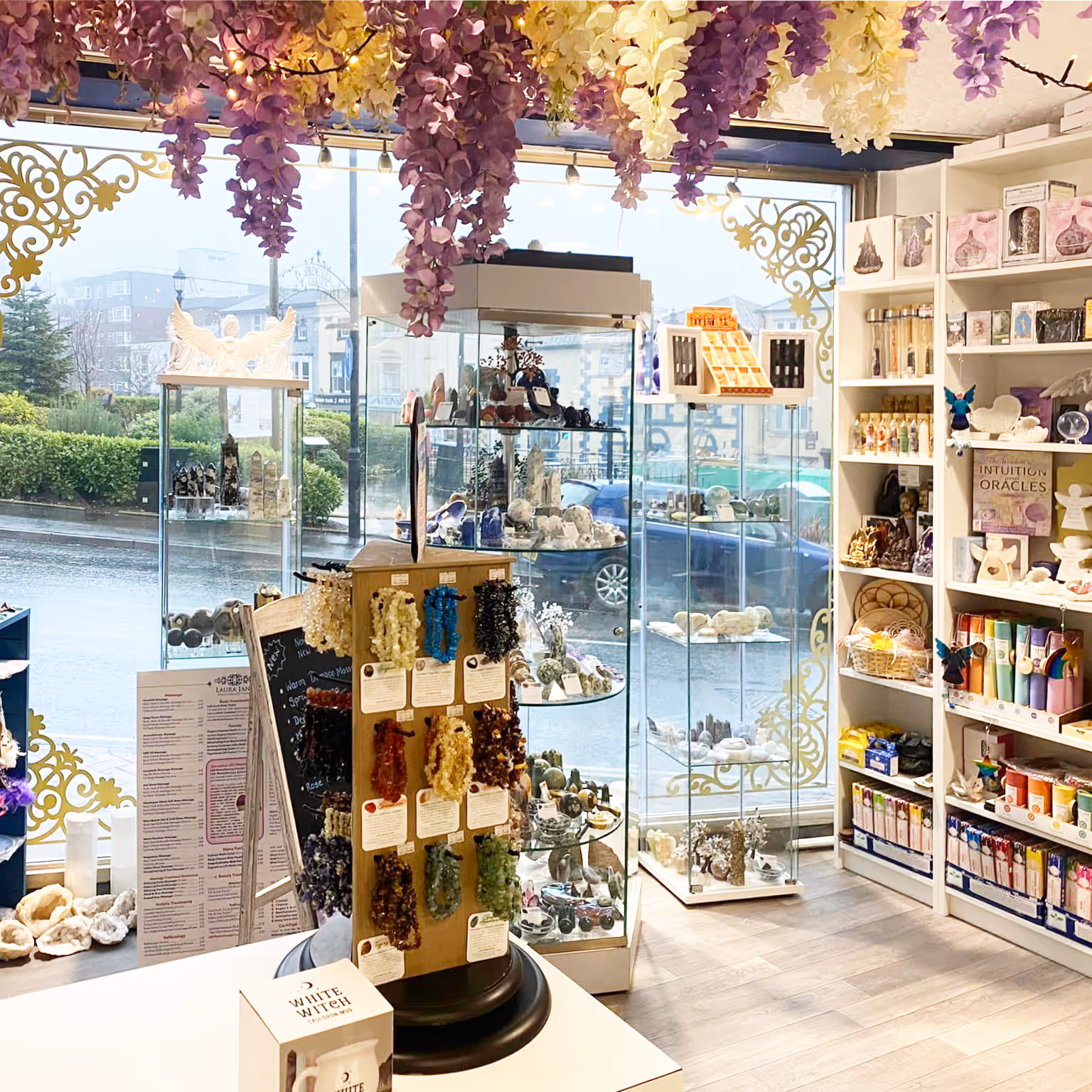 Interior of a shop selling crystals