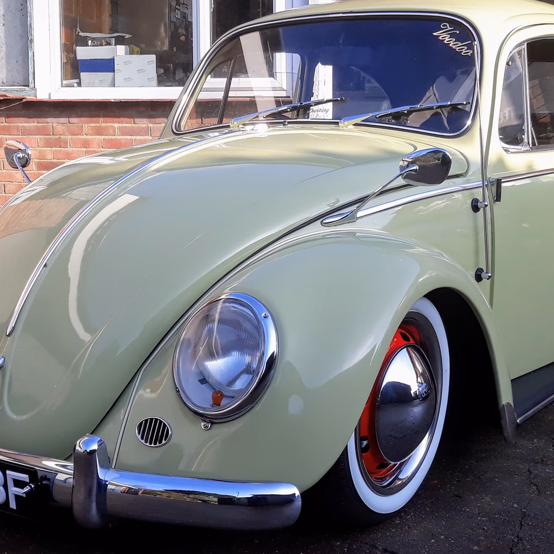 Volkswagon Beetle car in pale green