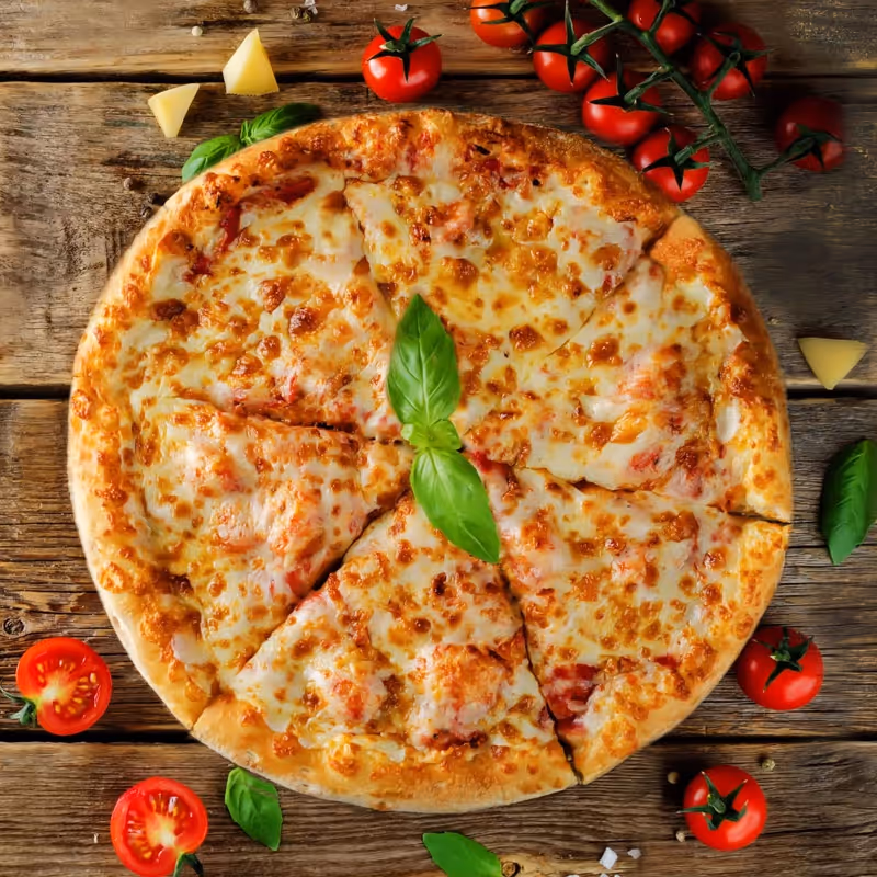 Vegetarian cheese and tomato pizza