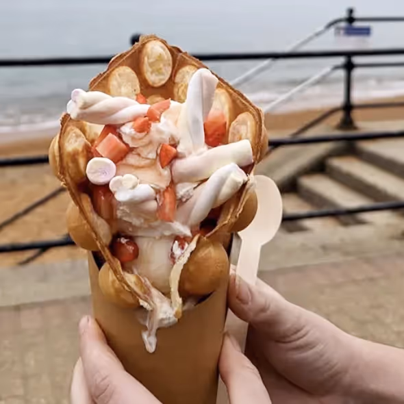 Bubble waffle ice cream