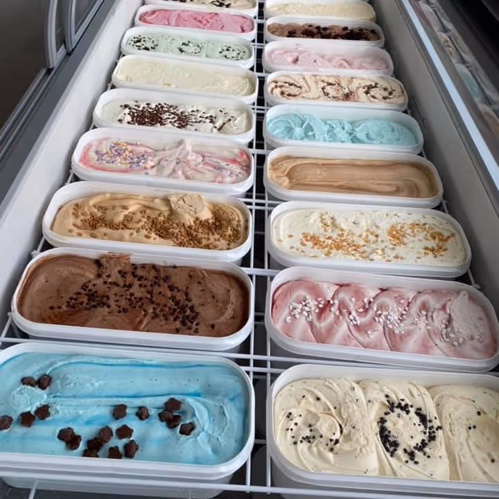 Tubs of homemade ice cream