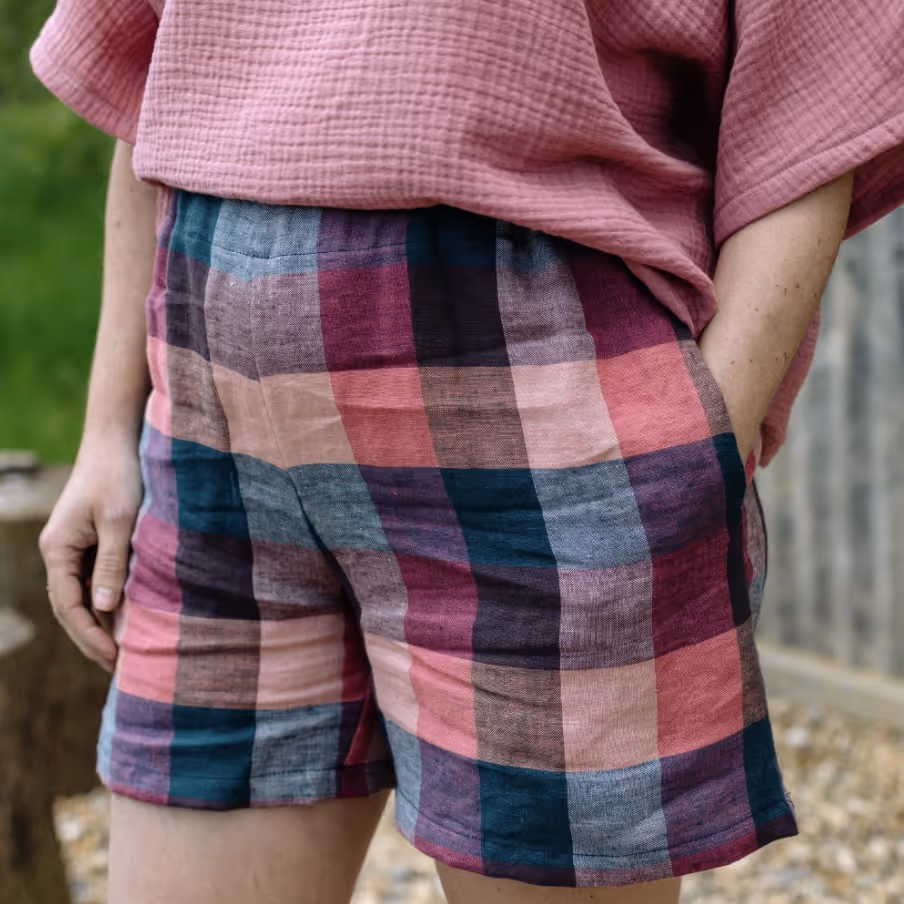 Roake pink top and big pink check shorts