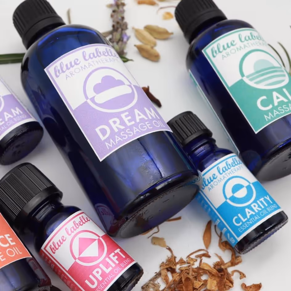 Bottles of essential oils