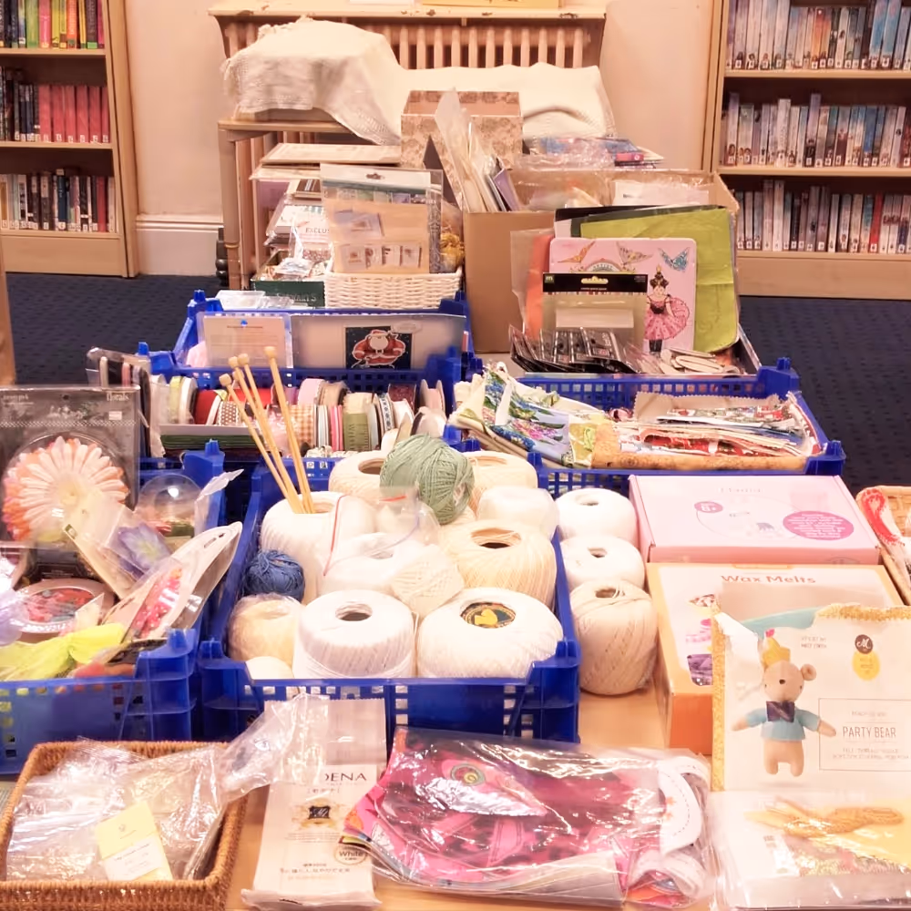 Knitting club in a library