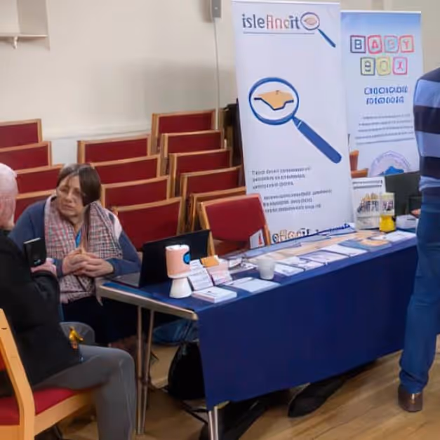 People visiting a community information event