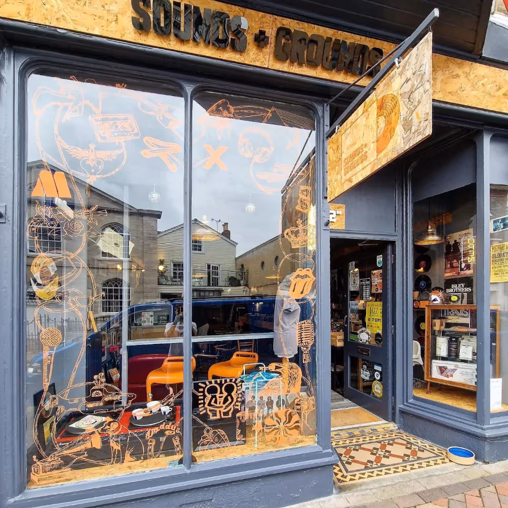 Painted graphics on a shop window