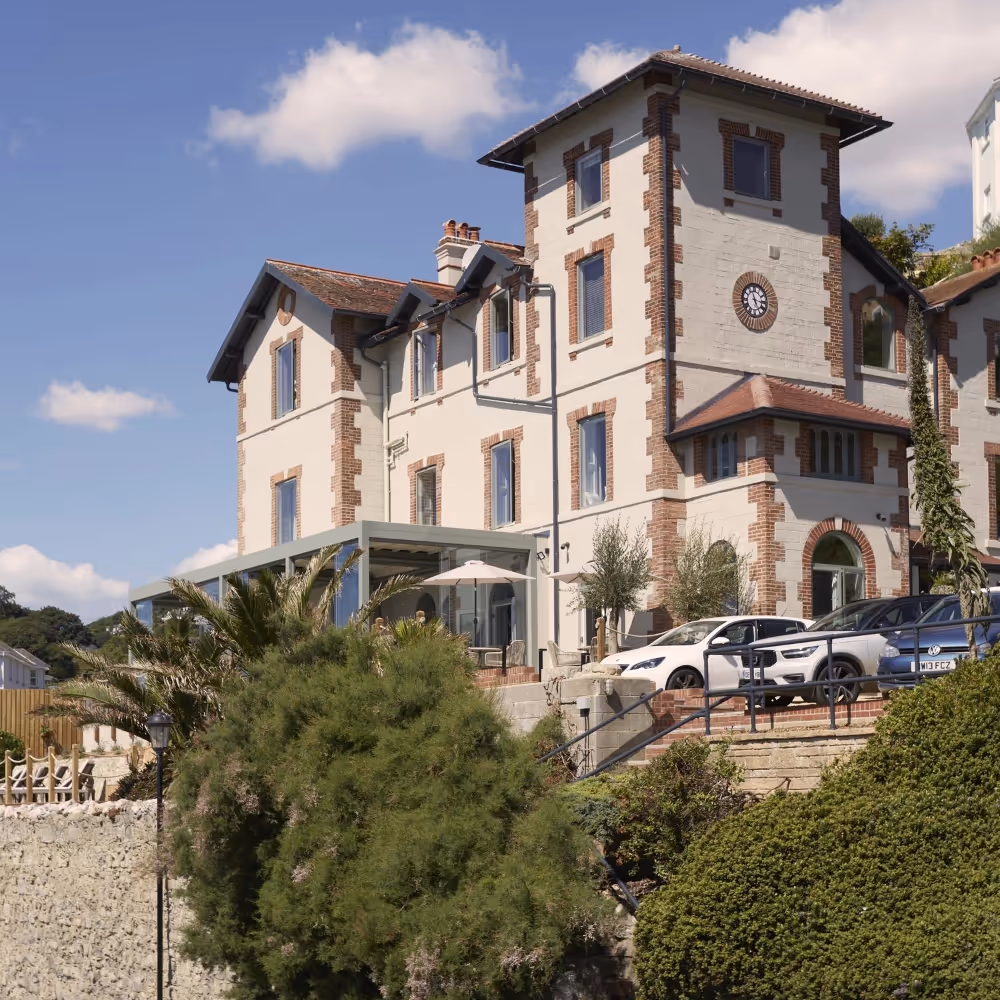 A hotel perched on a hill