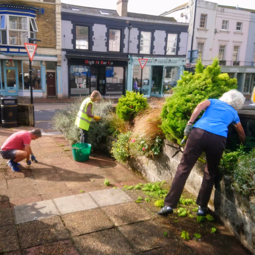 Residents tidying up public gardens