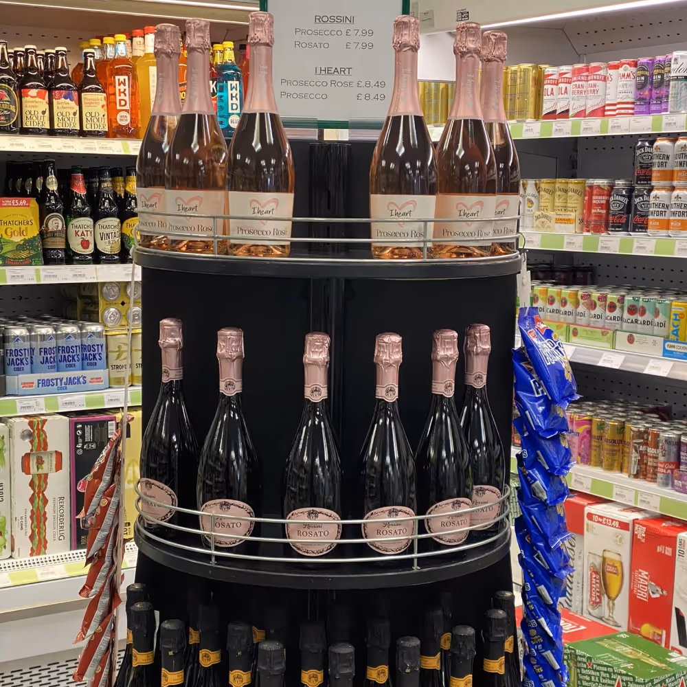 Wine and spirits in a convenience store