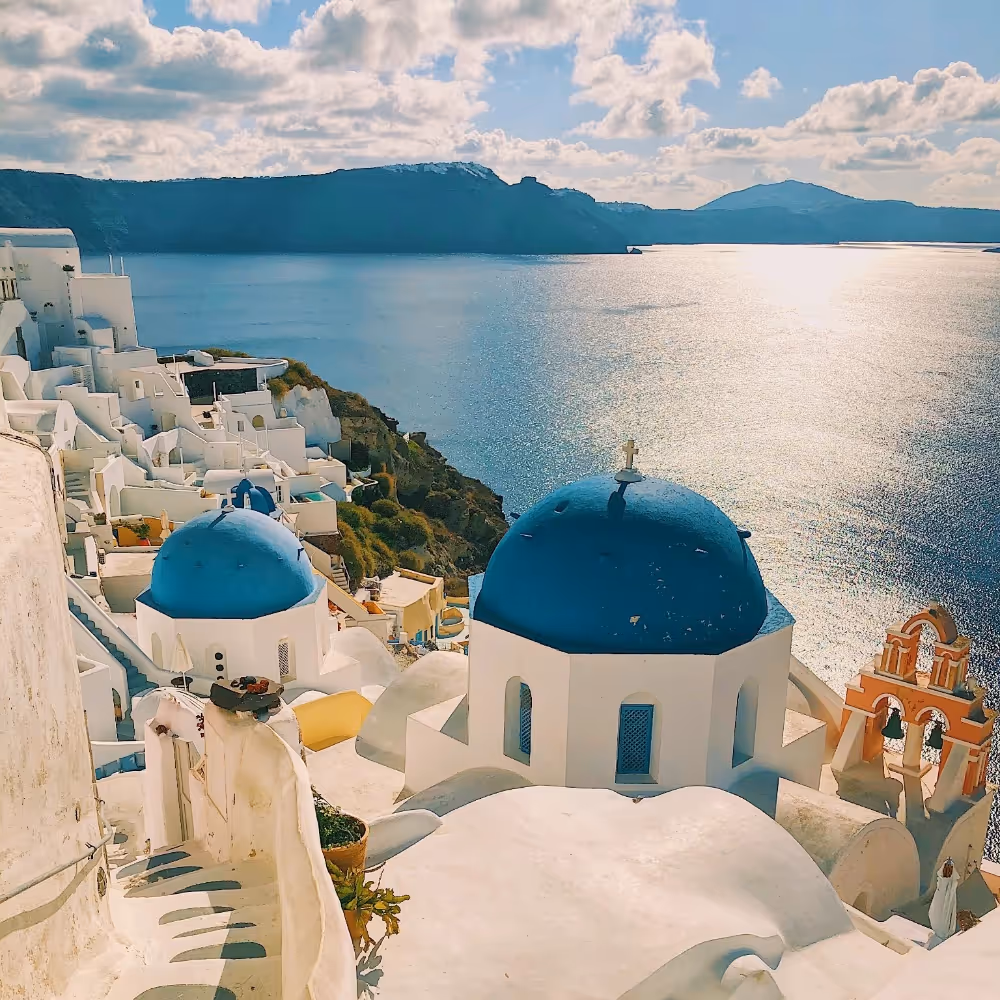 Houses overlooking a bay in Greece