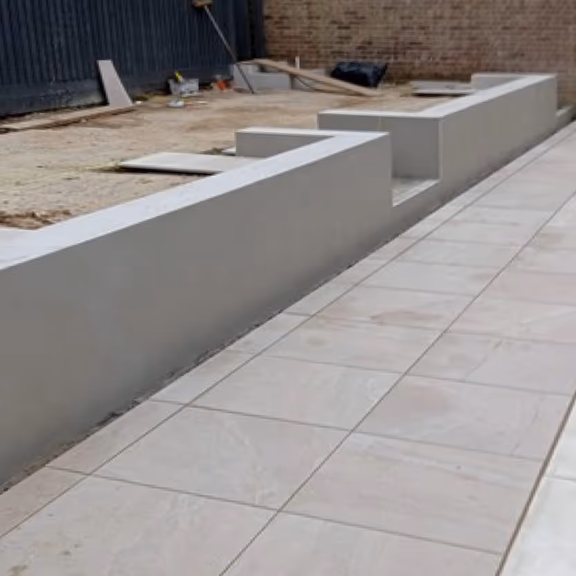 A patio being laid
