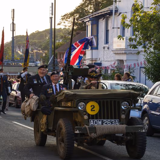 Military veterans in a carnival parade