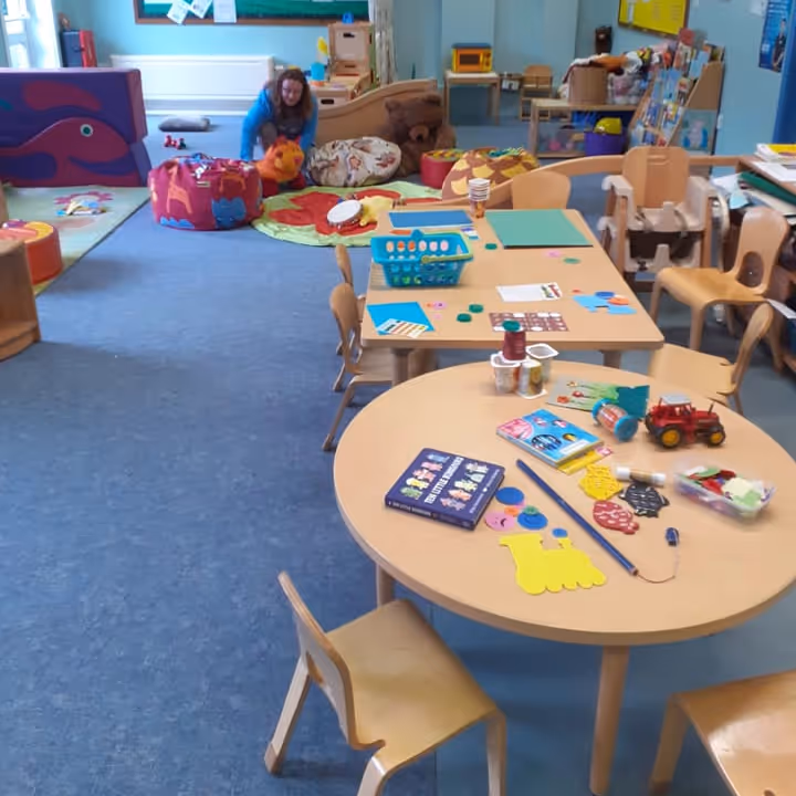 Table and chairs in a childrens playgroup