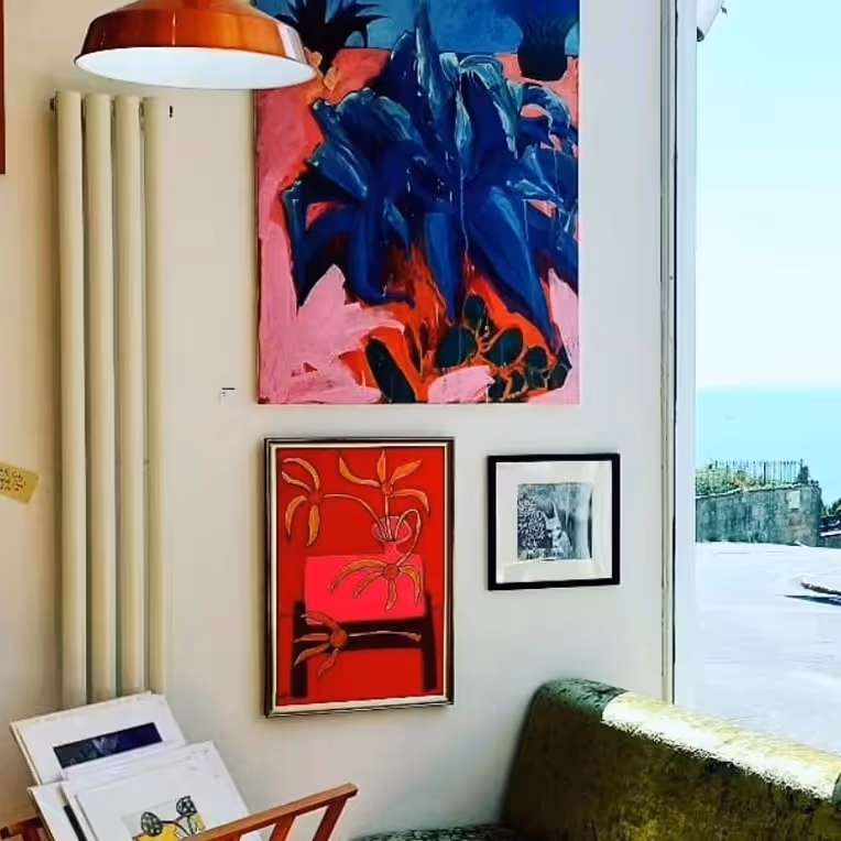 Inside an art gallery